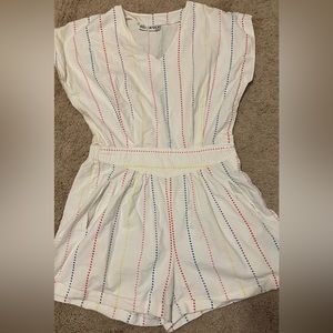 Vintage, Rainbow dot romper with pockets!